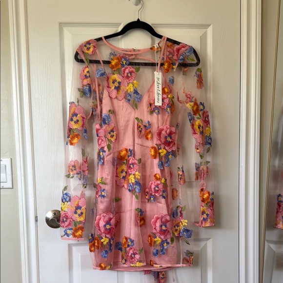 For Love & Lemons Percy Mini Dress Pink